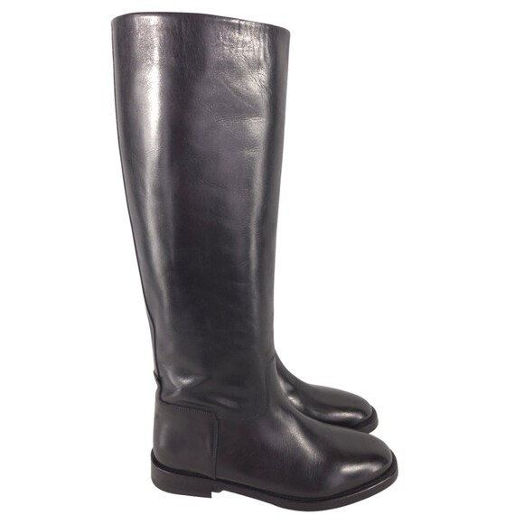 Women Eleventy Black Leather Knee-High Riding Boots US 10 EU 40 Womens $995